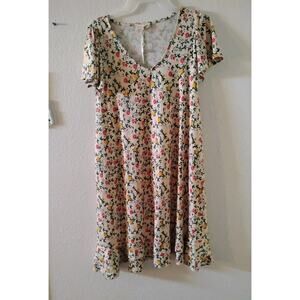 Floral womens Mini Dress Short Flutter Sleeve Vneck Small NWOT